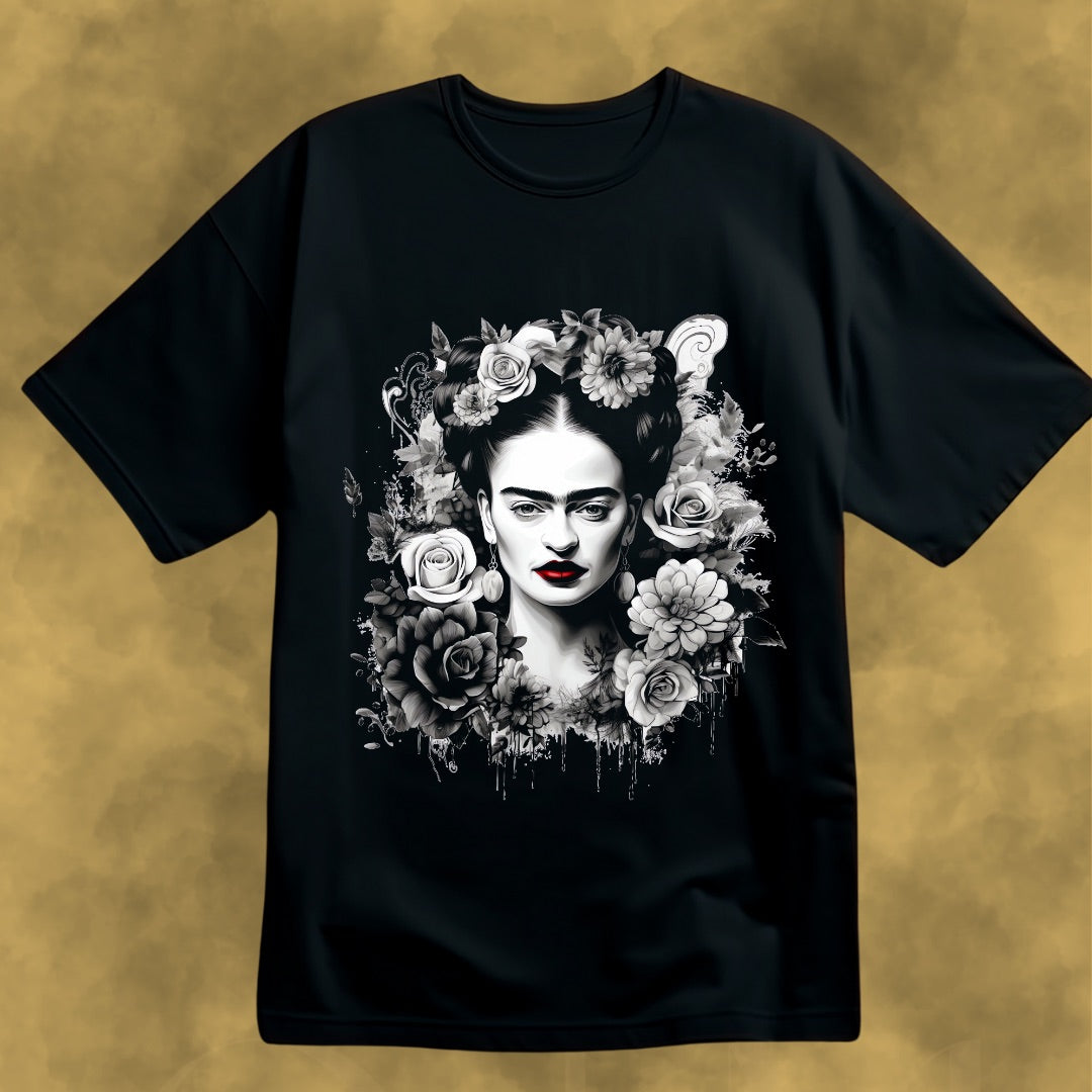 FRIDA KAHLO “BLACK AND WITHE FLOWERS” TEE